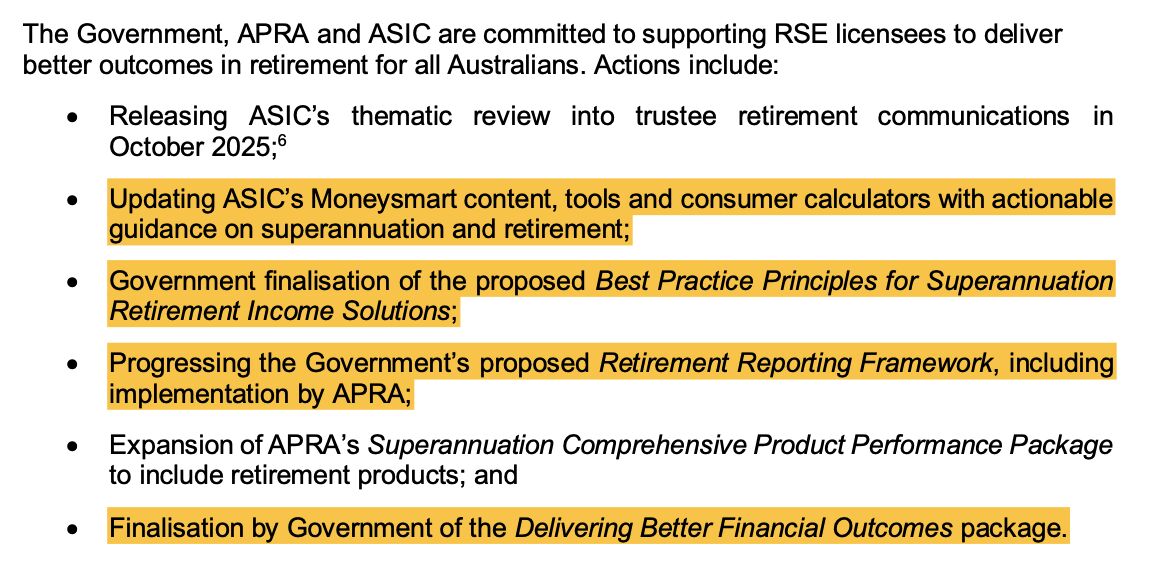 Retirement Income Covenant pulse check framework and key developments